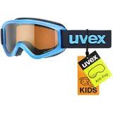 4012 blue, - Skibrille für Kinder - konstrastverstärkend - vergrößertes, beschlagfreies Sichtfeld - blau - one size