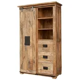 Massivmoebel24 Schrank Mango 100x45x175 natur lackiert RAILWAY #114 | 2 Jahre Gewährleistung - mind. 14 Tage Rückgaberecht | Beige