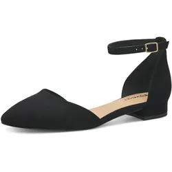 Riemchenballerina TAMARIS, Damen, Gr. 39, schwarz, Textil, unifarben, Veloursleder, klassisch, Schuhe, Blockabsatz, Sandalette, Abendschuh mit verstellbarem Riemchen