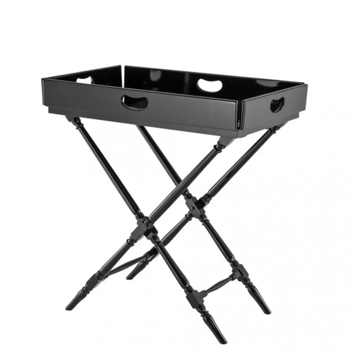 Casa Padrino Luxus Bar Tisch Schwarz mit abnehmbaren aufklappbaren Tablett Schwarz hochglanz - Neoklassisch - Hotel Restaurant Möbel