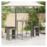 vidaXL Garten-Barhocker mit Kissen 2 Stk. Grau Poly Rattan
