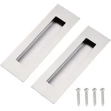 Pamtns 2 Stück Edelstahl Muschelgriff Griffmuschel Griffmulde Schiebetürgriff Schiebetür Griff aus Metall Versteckter Möbelgriffe Möbelgriff zum Einlassen Rechteckig Gebürstet 150 X 50mm mit Schrauben