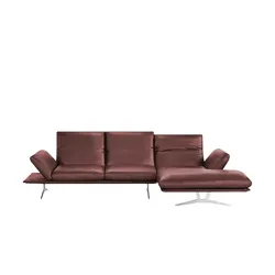 KOINOR Ecksofa Echtlederbezug Francis , rot , Maße (cm): B: 194 H: 93 T: 92