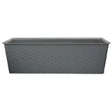 St@llion Grauer rechteckiger Rattan-Pflanzkasten, Kunststoff, Garten, Innen- und Außenbereich, Rattan-Kunststoff-Pflanzgefäß, Blumentopf, 10 x 27 x 13 cm