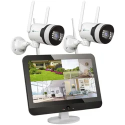 LUVISION Dual WLAN PTZ Überwachungssystem mit Monitor 5MP, Mikrofon, Sirene, Nachtsicht, Bewegungsverfolgung 8 Kameras