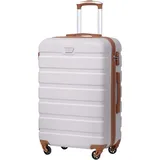 LuxusKollektion COOLIFE Premium Hartschalenkoffer Trolley Rollkoffer 4 Rollen TSA Schloss Weiß/Braun