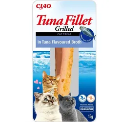 INABA Tuna fillet in tuna flavoured broth 15g  Thunfischfilet in Brühe mit Thunfischgeschmack für Katzen