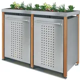 Mülltonnenverkleidung Typ-LW, 2x 240l, Türfarbe Edelstahl