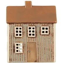 ib laursen Teelicht-Haus Visby hellblau mit brauner Tür, in hellblau | Gr.: onesize