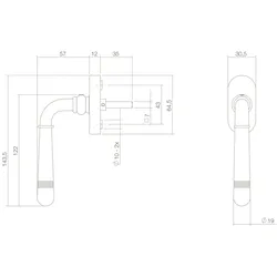 MS Beschläge Zamak Fensterbeschlag 45° Rasterung Fenstergriff brüniert Landhausstil Griffolive
