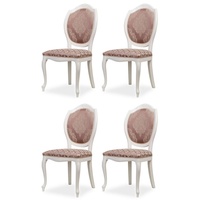 Casa Padrino Luxus Barock Esszimmer Stuhl 4er Set Lila / Beige / Weiß - Barockstil Küchen Stühle - Prunkvolle Luxus Esszimmer Möbel im Barockstil - Edel & Prunkvoll
