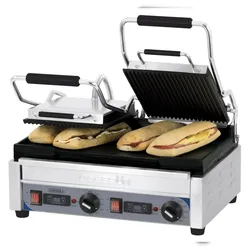 Panini Grill 2-fach - Premium - Gerillt / Glatt mit Timer CGP2RLPT Casselin