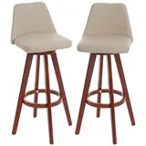 Mendler 2er-Set Barhocker HWC-C43, Barstuhl Tresenhocker, Holz Kunstleder drehbar MVG-zertifiziert ~ creme