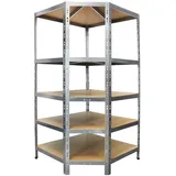 Mammut Eckregal Stahl verzinkt 180 x 90 x 42 cm silber