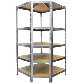 Mammut Eckregal Stahl verzinkt 180 x 90 x 42 cm silber