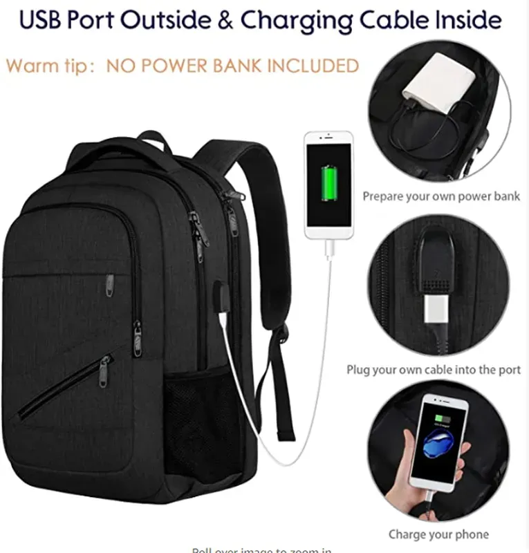 17 Zoll Arbeits-Laptop-Rucksack mit USB-Ladeanschluss, großer College-Computer-Rucksack mit TSA-Laptopfach, wasserabweisender Business-Reise-Rucksack mit Diebstahlschutzfach, Abschlussgeschenke für Damen und Herren