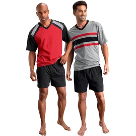 LE JOGGER Pyjama mit kontrastfarbigen Einsätzen Rot/Schwarz S