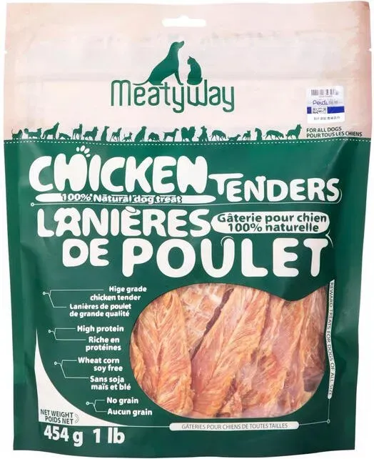 MeatyWay Getrocknetes Hähnchen für Hunde, zart, proteinreich und fettarm, 100 % natürlich und gesund, glutenfrei, leicht verdauliche Trainingssnacks, 454 g/16 oz Beutel