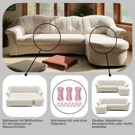 DOMO collection Eckcouch Polyester 3-Sitzer Beige
