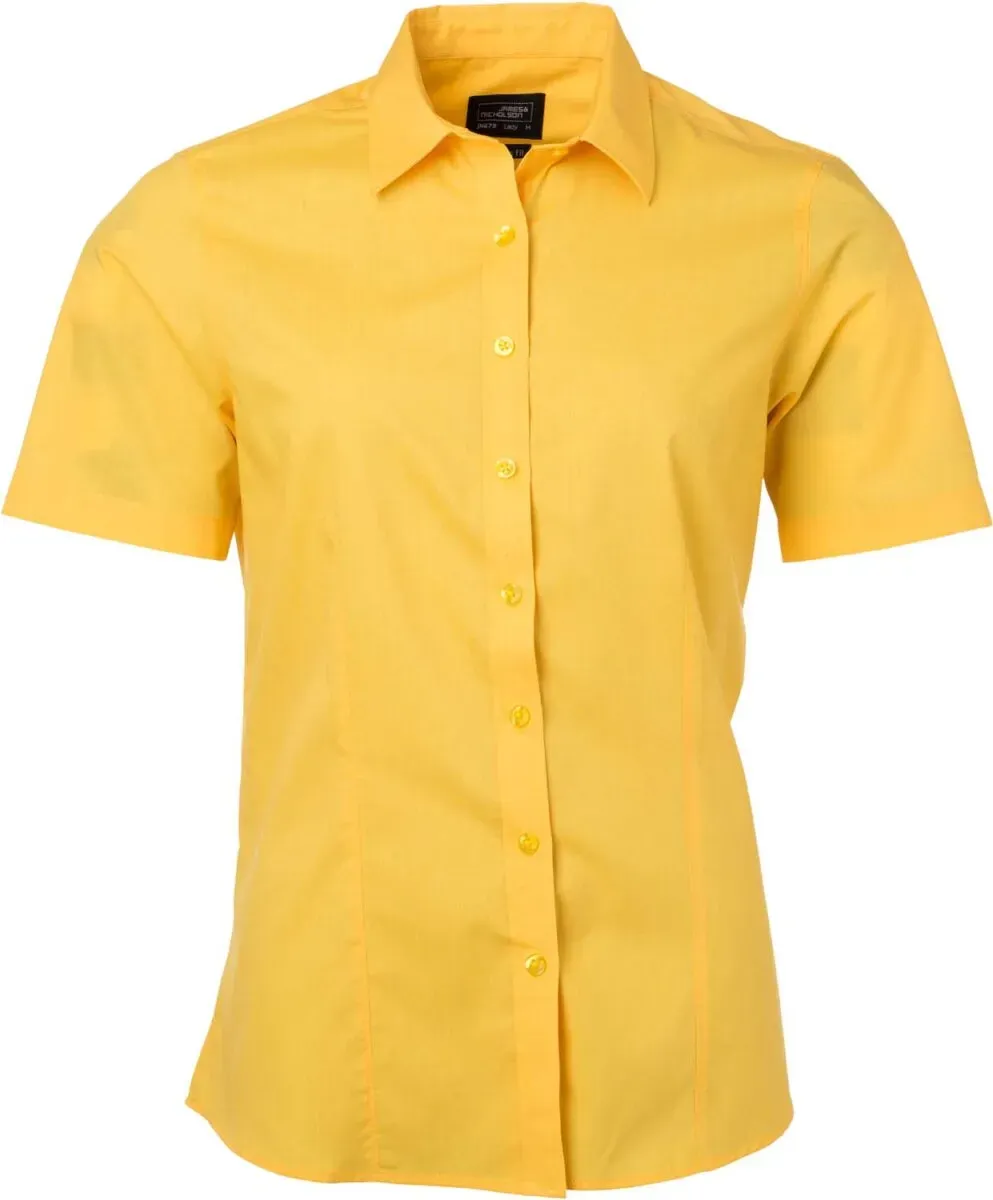 James & Nicholson Damen Popeline Bluse kurzarm JN679 yellow XL