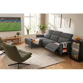 OTTO home Ecksofa OTTO HOME "LUND Cord, L-Form, 261 cm, man. o. elektr. Relaxfunktion (mit USB-A)", grau (anthrazit), B:261cm H:97cm T:179cm, 100% Polyester, Sofas, Ecksofa, USB-C bei elektrischer Variante und Kopfteilverstellung