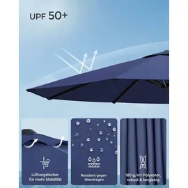 Songmics Doppelsonnenschirm 460 x 270 cm Blau