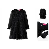 vidaXL A-Linien-Kleid Kinderkleid mit Langen Ärmeln Pailletten Schwarz 92 schwarz