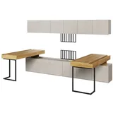 Feldmann-Wohnen Jugendzimmer-Set Teen Flex, (Teen Flex, 8-tlg., Kinderzimmer-Set), 8-teilig Hickory Natur betonfarben Raw Steel grau