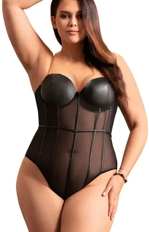 SUBBLIME  Schwarzer Body mit Ketten-Hosenträgern - L/XL