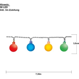 STAR Trading LED-Partykette BERRY 50 bunte, opale Kugeln 7,35m - Bunt