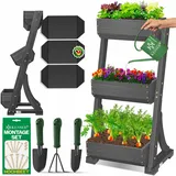 Kesser KESSER® Hochbeet mit Etagen Premium Blumenkasten Blumentreppe Pflanztreppe - Gemüsebeet Kräuterbeet Pflanzkübel Frühbeet Blumenbeet Pflanzkasten inkl. Gartenvlies- Beet für Terrasse Balkon &