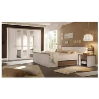 Bega_Consult Schlafzimmer Set Luca Schrank Bett Nachtkommode Pinie weiß Trüffel,