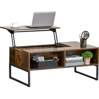 Homcom Couchtisch Wohnzimmertisch mit Höhenverstellbarer Platte Spanplatte Braun 100x60x40cm