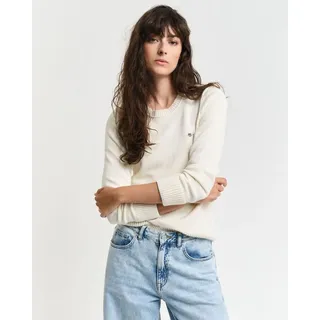GANT Rundhalspullover »CLASSIC COTTON C-NECK« mit Zopfstrickmuster Gant CREAM