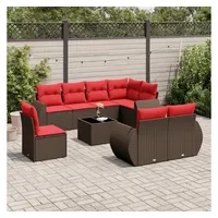 vidaXL Gartensofa-Set 9-tlg. braun Polyrattan
