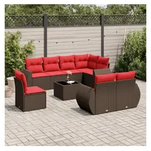 vidaXL Gartensofa-Set 9-tlg. braun Polyrattan