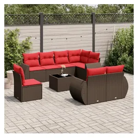 vidaXL Gartensofa-Set 9-tlg. braun Polyrattan