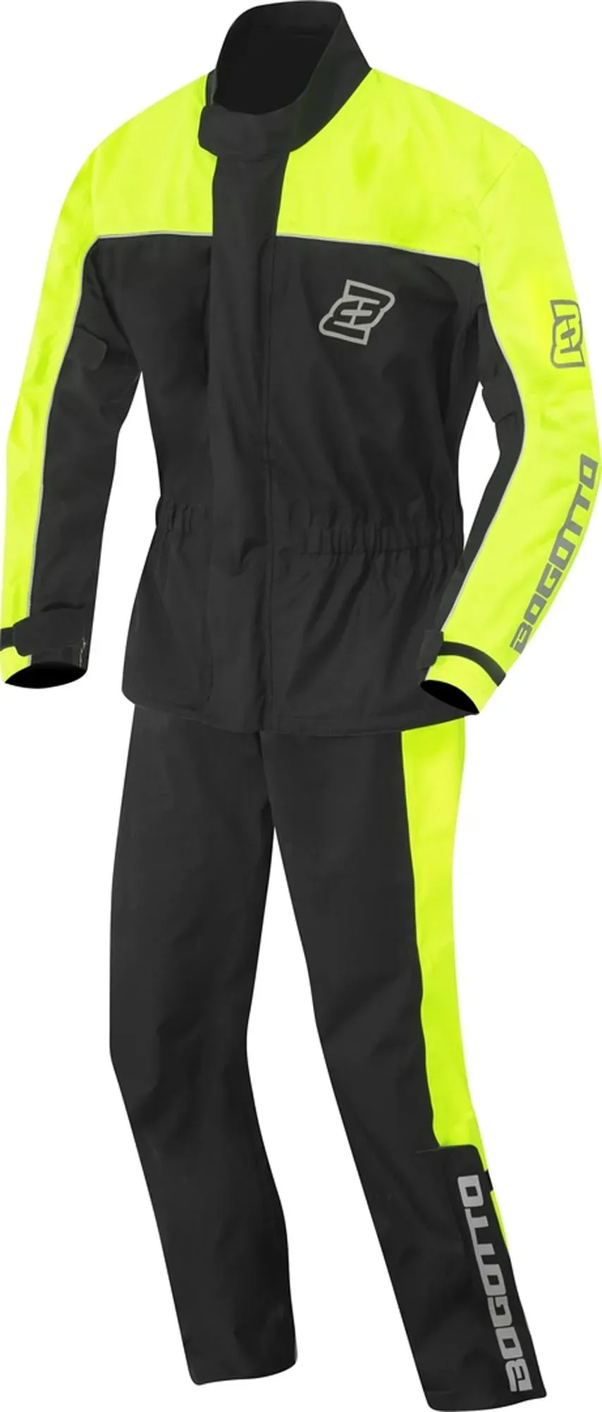 Bogotto Rain Kit 2-Teiler Motorrad Regenkombi, schwarz-gelb, Größe XL für Männer