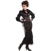Forum Novelties AC541 Steampunk Victorianische Dame Kleid Kostüm, Schwarz, UK Size 10-14