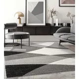 the carpet Pearl – Moderner Kurzflor Teppich, dichter Flor, geometrisches Muster, Konturenschnitt, Wohnzimmer & Schlafzimmer Teppich, Wellenmuster, Grau, 160 x 220 cm