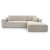 Luxkor24 Ecksofa, Beige, Textil, Ottomane rechts, L-Form,L-Form, 279x187 cm, Wohnzimmer, Sofas & Couches, Wohnlandschaften, Ecksofas
