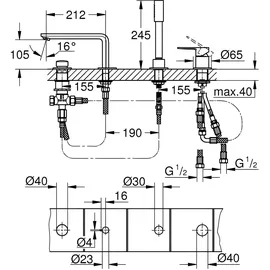 Grohe Lineare Einhandwannenmischer Hard Graphite gebürstet