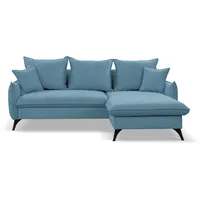 WERK2 Ecksofa »Modica L-Form«, Minimalistisches Ecksofa mit Schlaffunktion & Bettkasten, blau