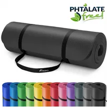 TRESKO Yogamatte Fitnessmatte Gymnastikmatte Pilates 185x60x1,5cm Schwarz