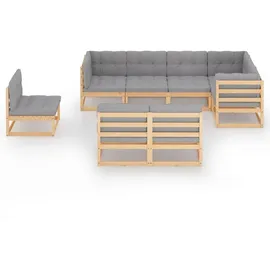 vidaXL 8-tlg. Garten-Lounge-Set mit Kissen grau