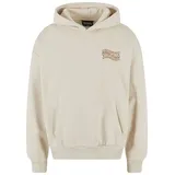 dropsize Heavy Oversize Mirrored Logo Hoodie - Beige