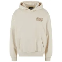 dropsize Heavy Oversize Mirrored Logo Hoodie - Beige
