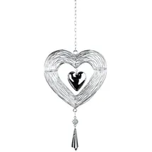 Formano XXL Deko Fensterhänger Girlande Herz 19 cm Metall Mobile Silber