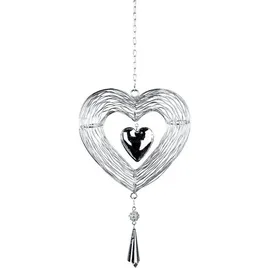 Formano XXL Deko Fensterhänger Girlande Herz 19 cm Metall Mobile Silber