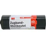 Quickpack Müllbeutel 60 Liter, mit Zugband, schwarz, 20 Stück